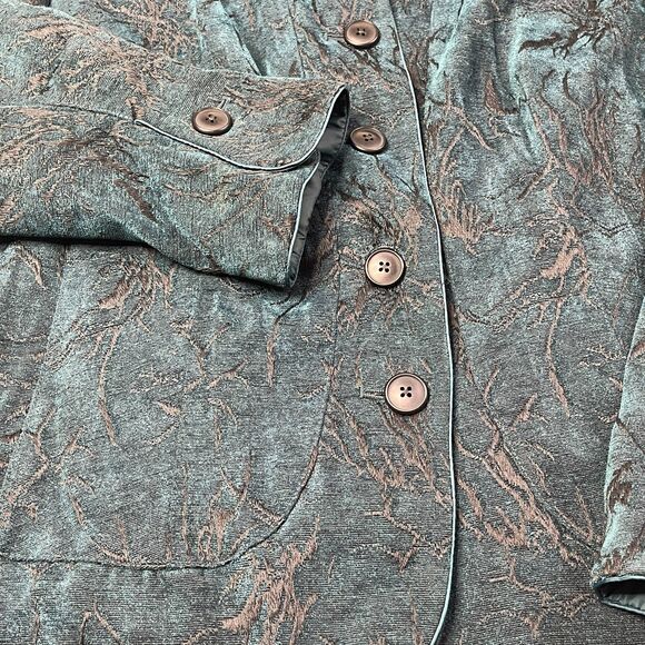 Coldwater Creek Tapestry Plus Size 1X Teal and Black Jacquard Corpcore Classic - Picture 3 of 14